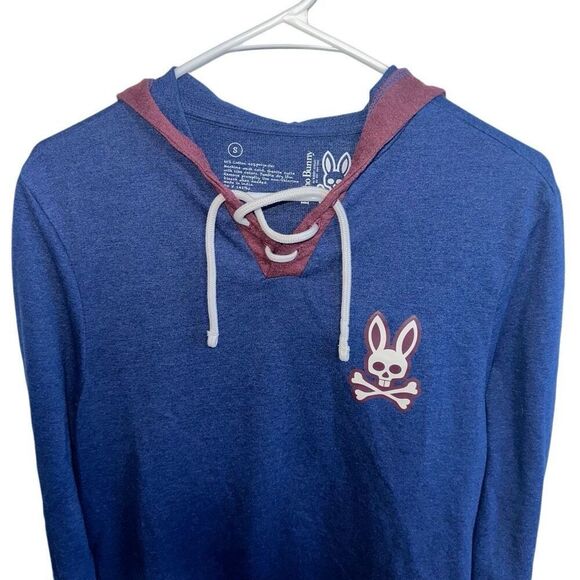 Psycho Bunny Fleece Lace Up Pullover Hoodie Sweatshirt - Picture 6 of 7